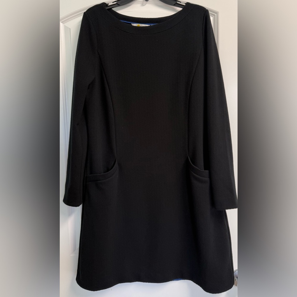 Boden Classic Black Long Sleeve Shift Dress Sz 12